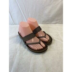 Italian shoemaker Slide Sandals Sparkly Metallic Silver Size 6 Wedge